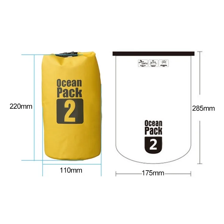 Outdoor Waterproof Bag Dry Sack PVC Barrel Bag, Capacity: 2L (Yellow)