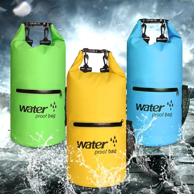 Outdoor Waterproof Dry Dual Shoulder Strap Bag Dry Sack PVC Barrel Bag, Capacity: 10L(Blue)