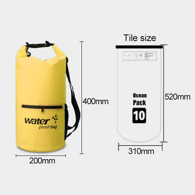 Outdoor Waterproof Dry Dual Shoulder Strap Bag Dry Sack PVC Barrel Bag, Capacity: 10L(Blue)