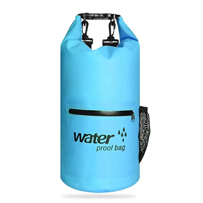 Outdoor Waterproof Dry Dual Shoulder Strap Bag Dry Sack PVC Barrel Bag, Capacity: 10L(Blue)