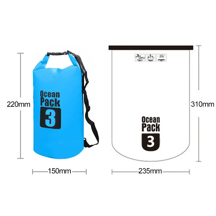 Outdoor Waterproof Single Shoulder Bag Dry Sack PVC Barrel Bag, Capacity: 3L (Orange)