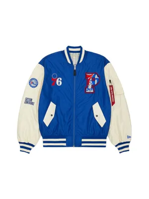 PHILADELPHIA 76ERS X ALPHA X NEW ERA L-2B BOMBER JACKET