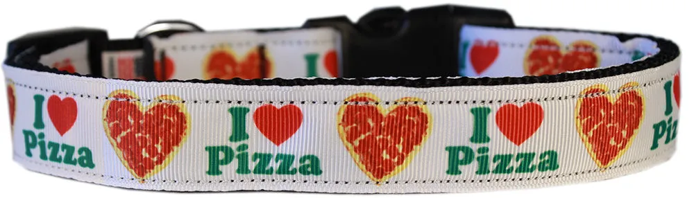 Pizza Party Nylon Dog Collar Xl