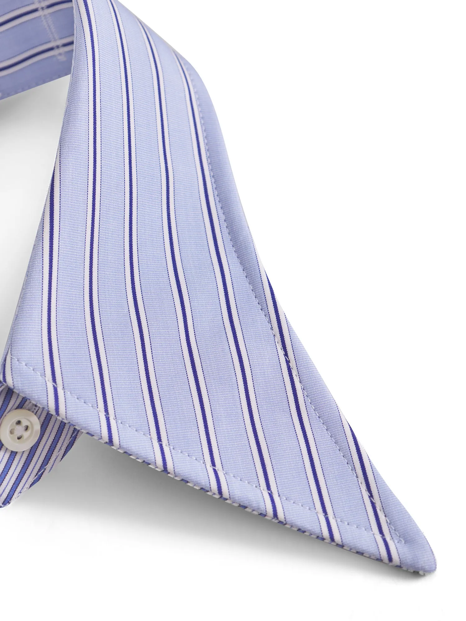 Pointy Cotton Collar - Light Blue with Stripes