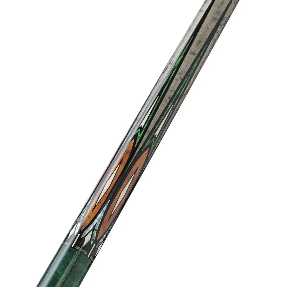 Pure X Green & Grey Stain Maple with Malachite/Thuya Burl Wrapless Cue