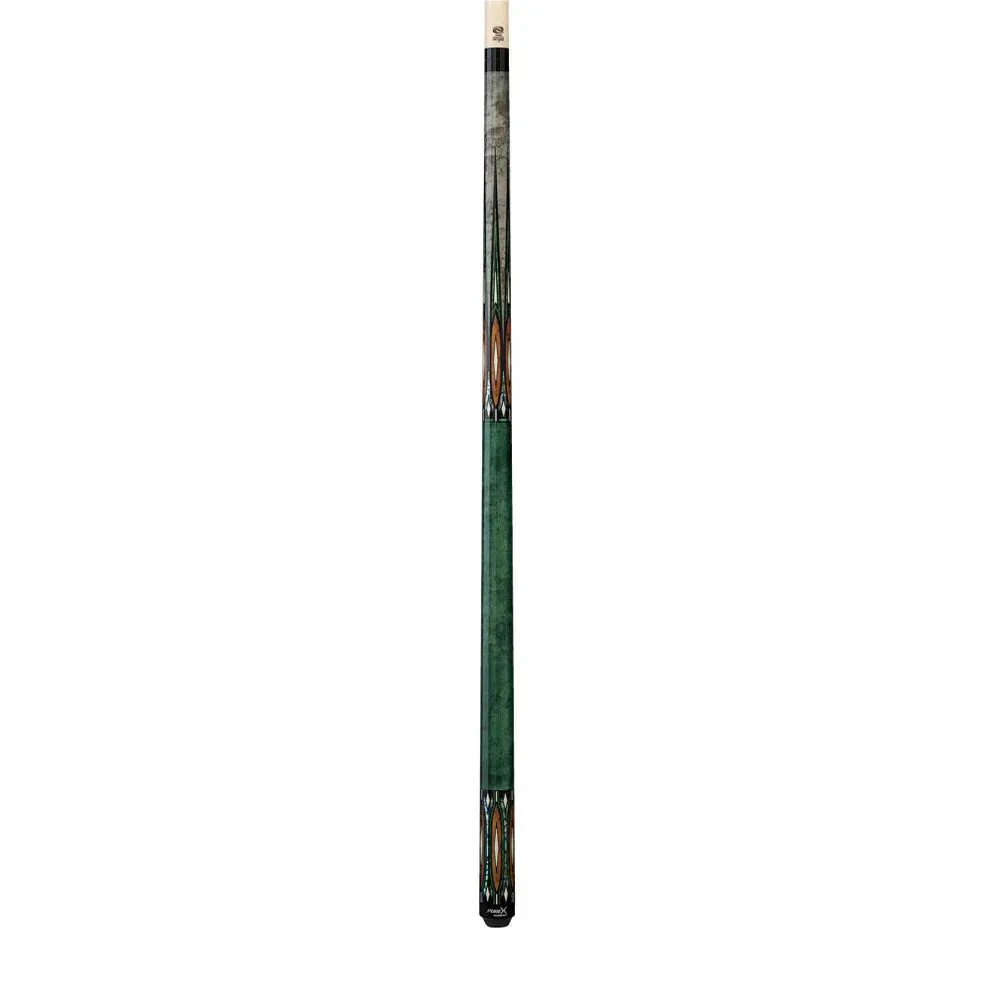 Pure X Green & Grey Stain Maple with Malachite/Thuya Burl Wrapless Cue