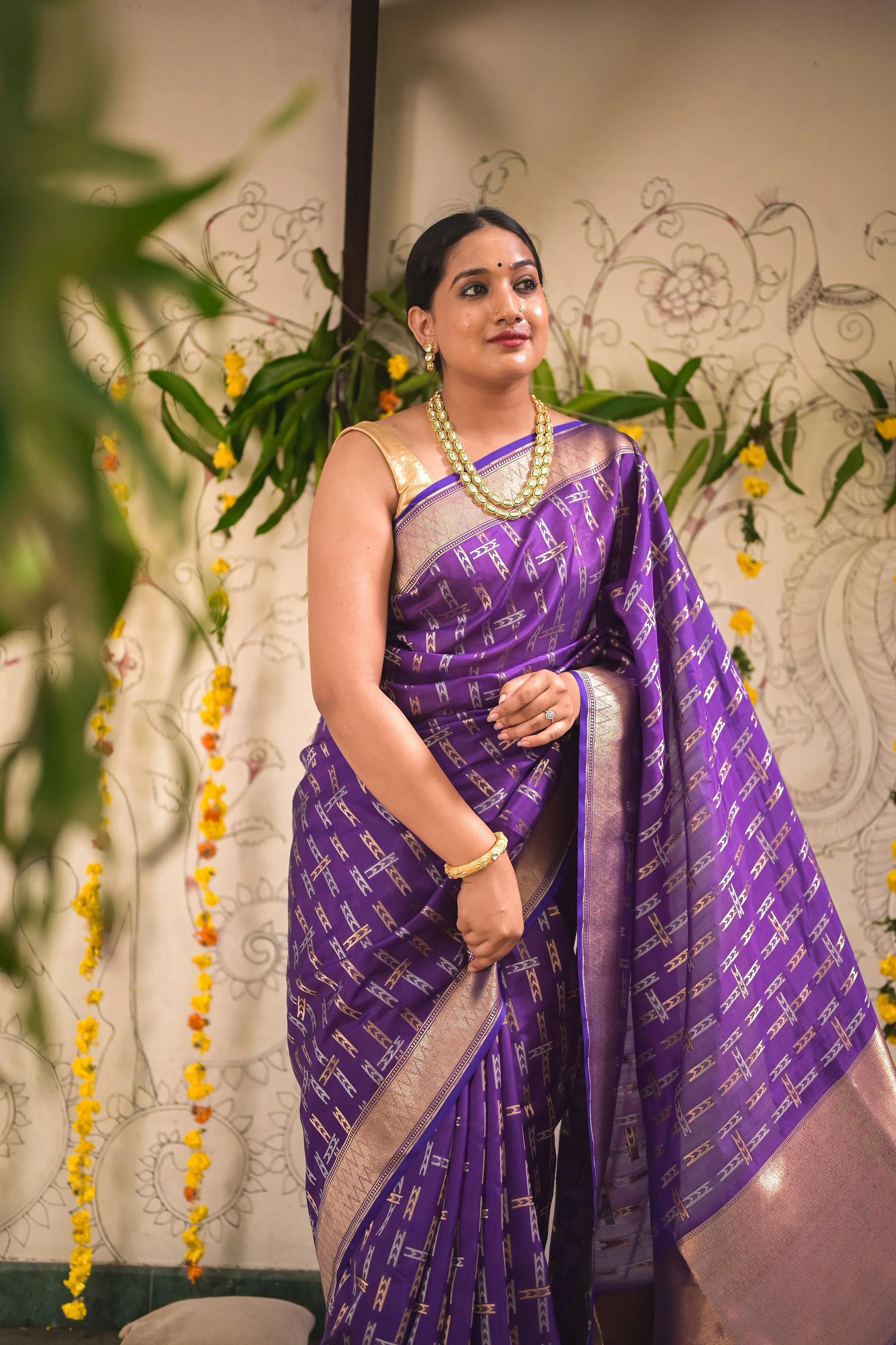 Purple Handwoven Banarasi silk saree