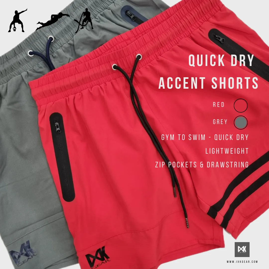 Quick Dry Accent Shorts - Red