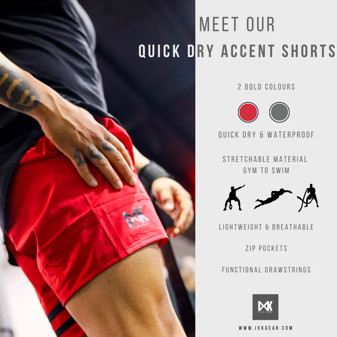 Quick Dry Accent Shorts - Red