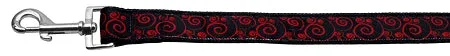 Red And Black Swirly Nylon Dog Leash 5-8 Inch Wide 6ft Long