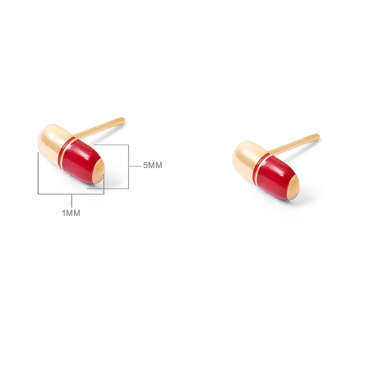 Red Capsule Stud Earring