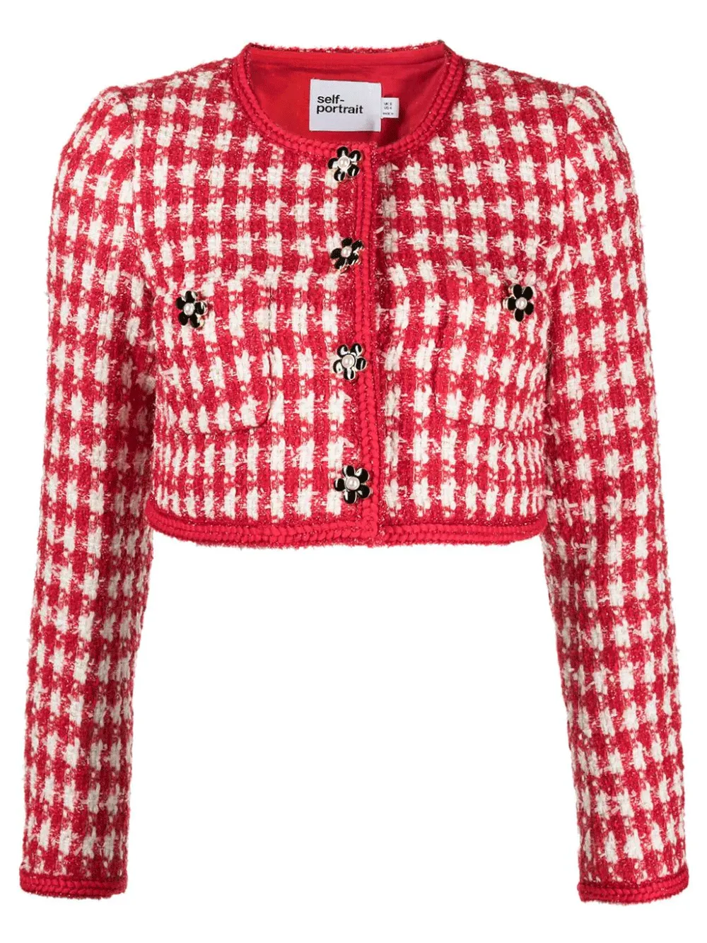 Red Check Boucle Cropped Jacket