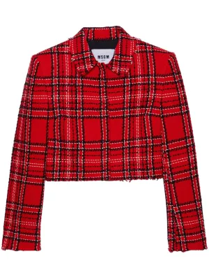 Red Checks Cropped Jacket