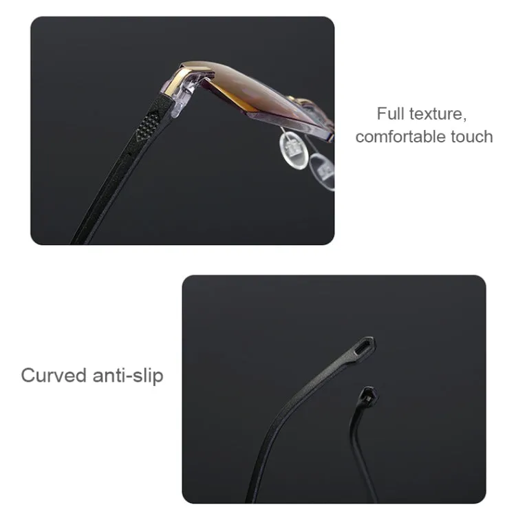 Rimless Anti Blue-ray Blue Film Lenses Presbyopic Glasses,  3.00D(Black)