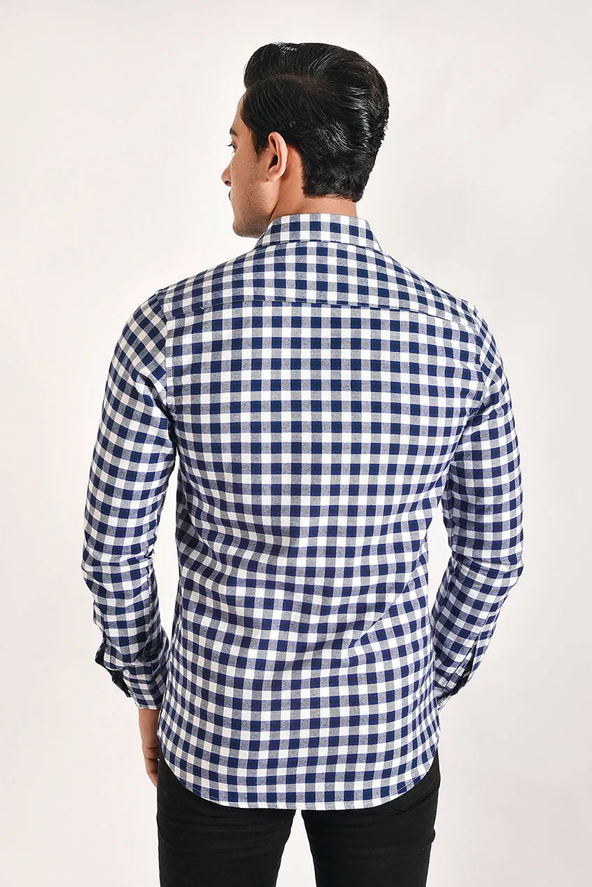 Royal Blue Gingham Check Shirt