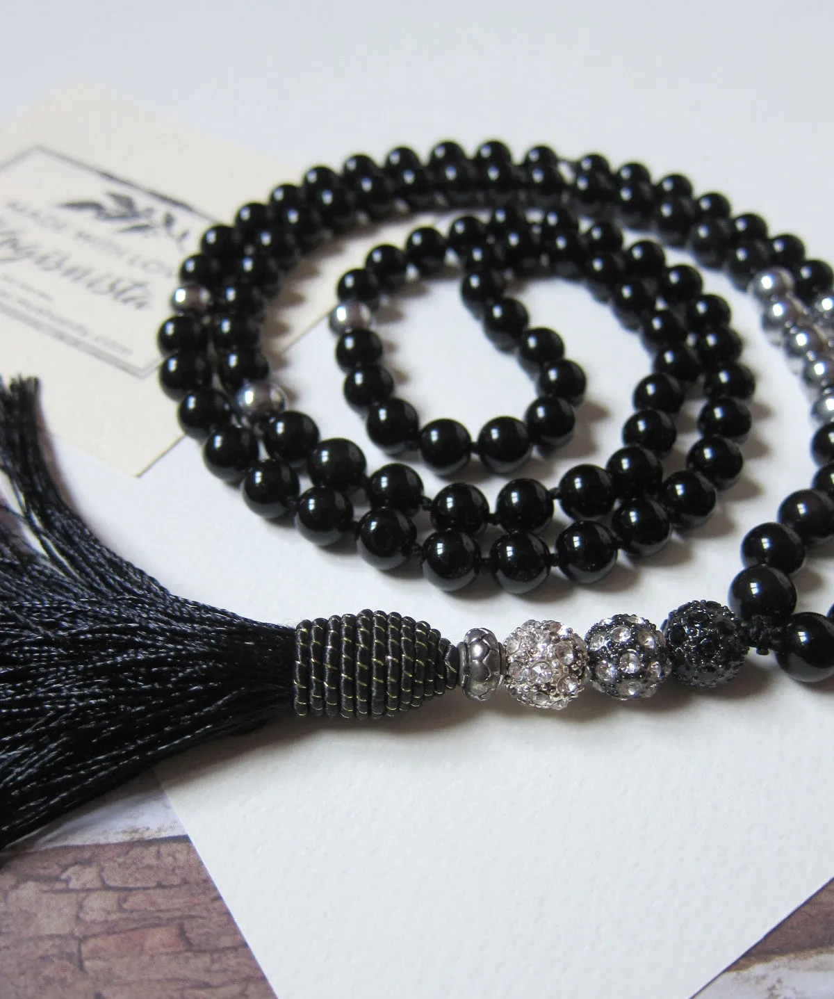 SALE - 108 Black Onyx Protective Mala Necklace