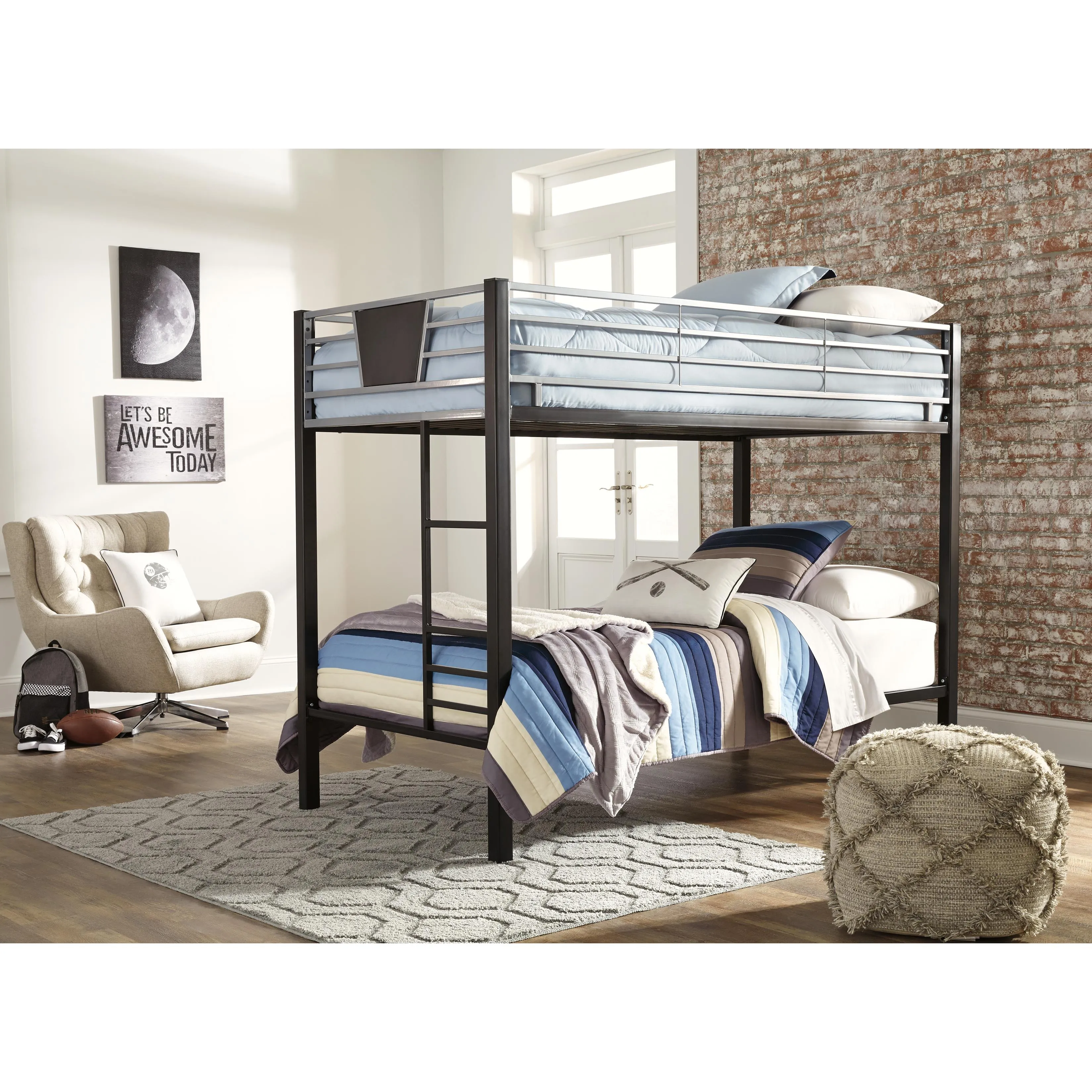 Signature Design by Ashley Dinsmore B106B8 Twin over Twin Bunk Bed with 2 Mattresses