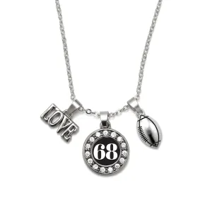 Silver Football - Sports Number 68 Circle Charm Classic Necklace