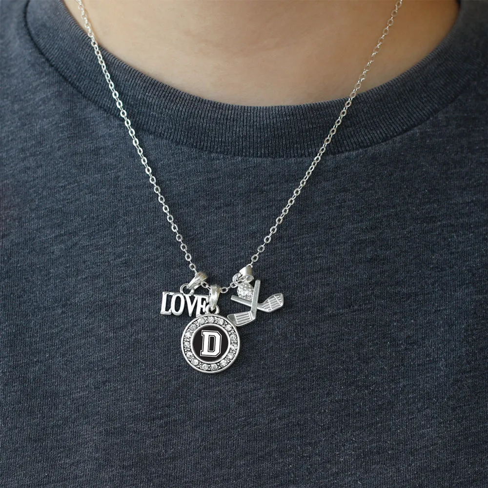 Silver Golf - Sports Initial D Circle Charm Classic Necklace