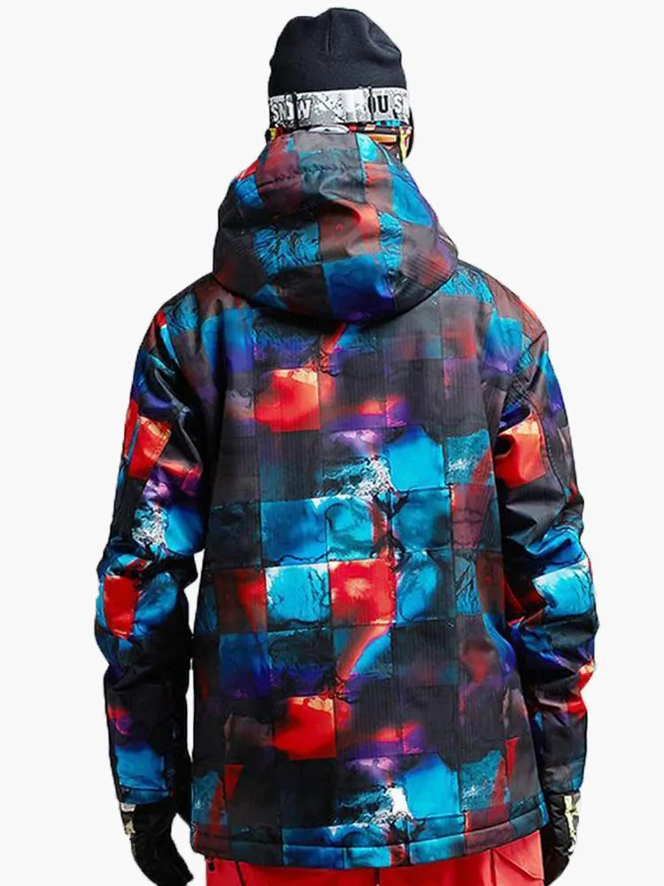 Snow Men's High Windproof Technology Colorfull Printed Snowboard&Ski Jacket Set