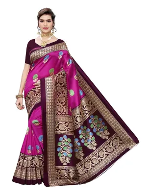 SVB Saree Pink & Brown  Cotton Silk Saree