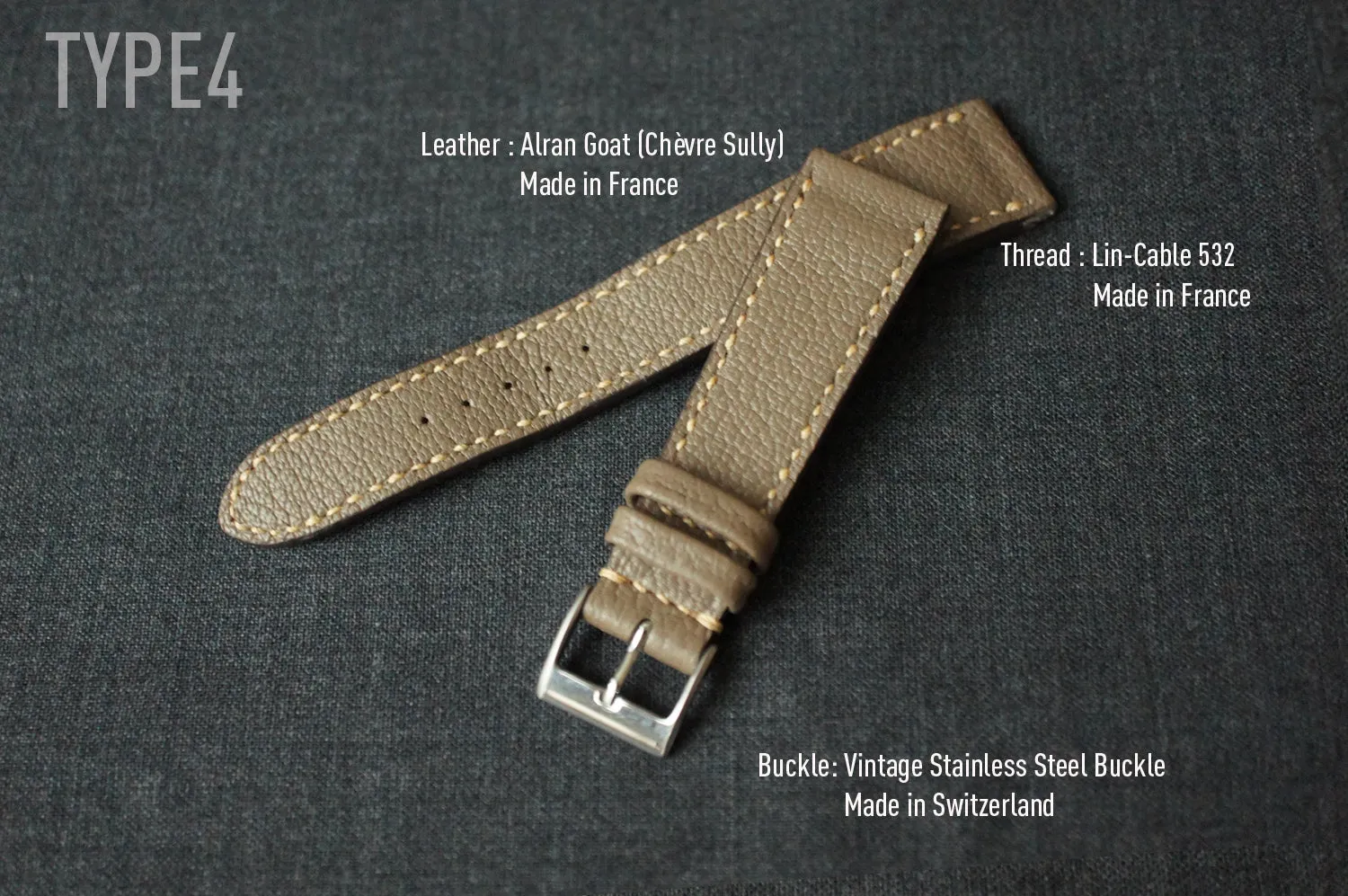 TAUPE GRAY TEXTURED GOAT CUSTOM MADE STRAP