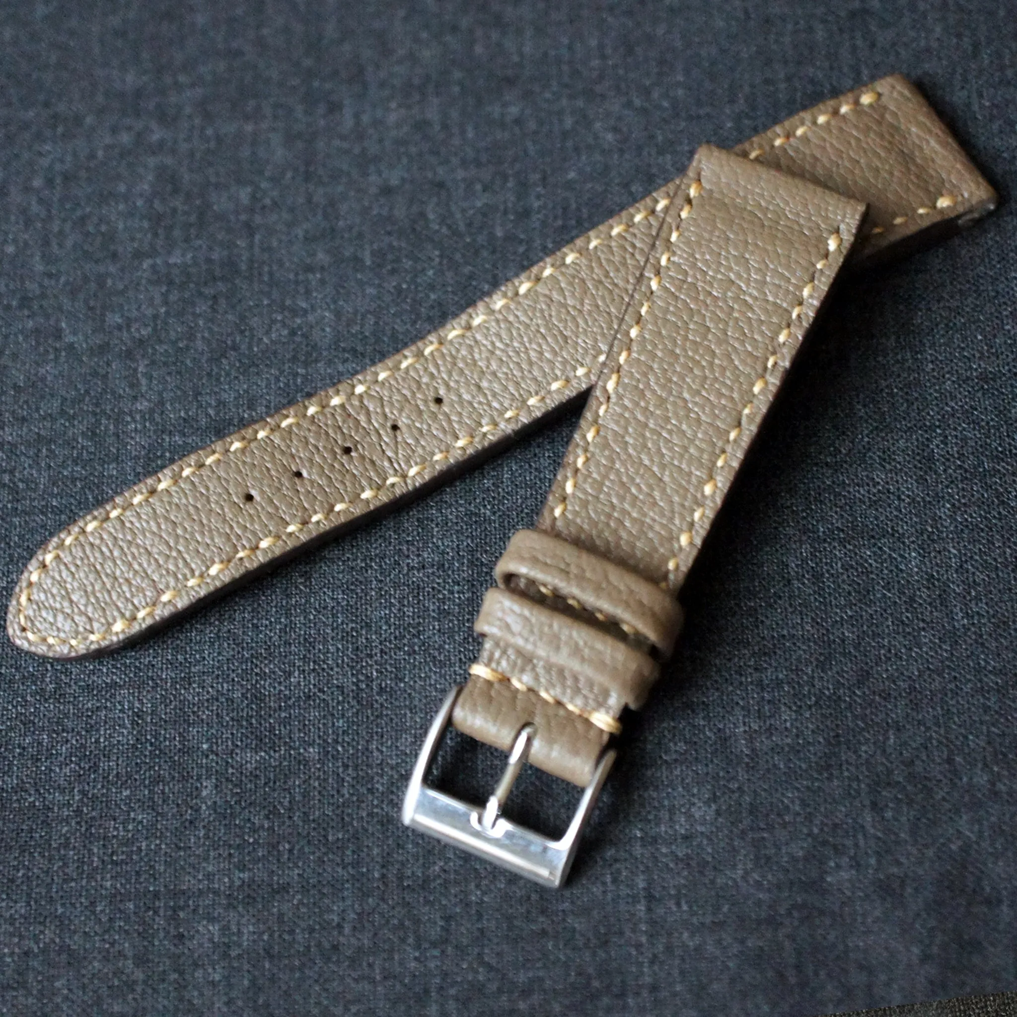 TAUPE GRAY TEXTURED GOAT CUSTOM MADE STRAP