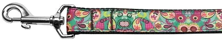 Turquoise Paisley Nylon Dog Leash 5-8 Inch Wide 4ft Long