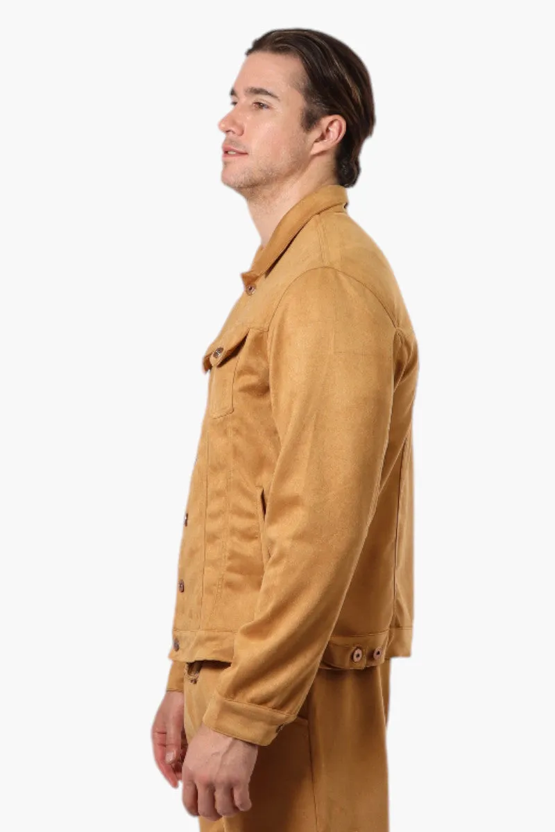 Urbanology Button Up Suede Trucker Lightweight Jacket - Caramel