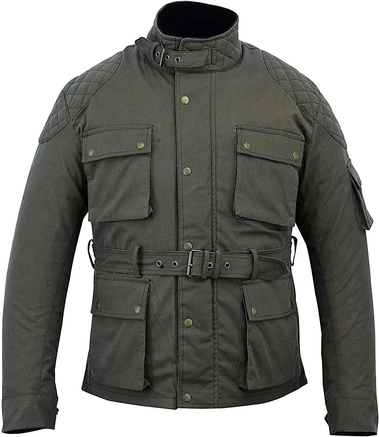 Warrior Gears Men's Waxed Cotton Motorcycle Jackets, Waterproof , Armoured Coat for Men, Running, Riding, Travel Clothing