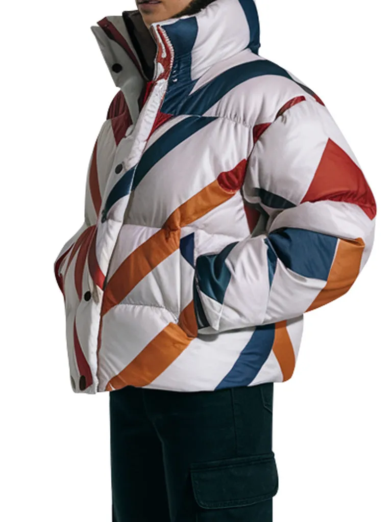 Women's Colorful Geometric Puffer Jacket