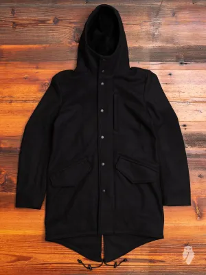 Wool Fishtail Parka in Black